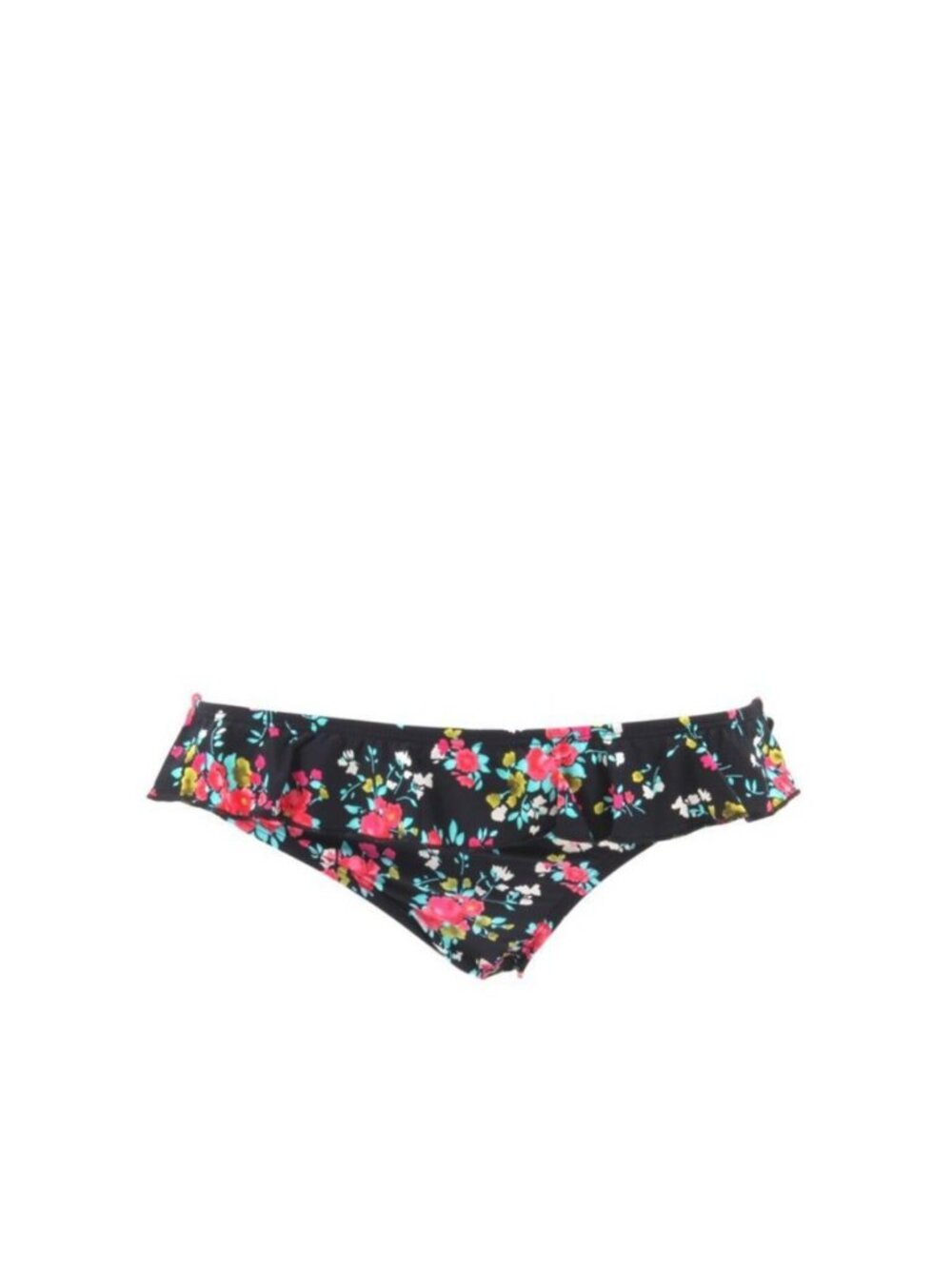 Ella Moss Flora Ruffle Bikini Bottom Black Floral em8272 NWT